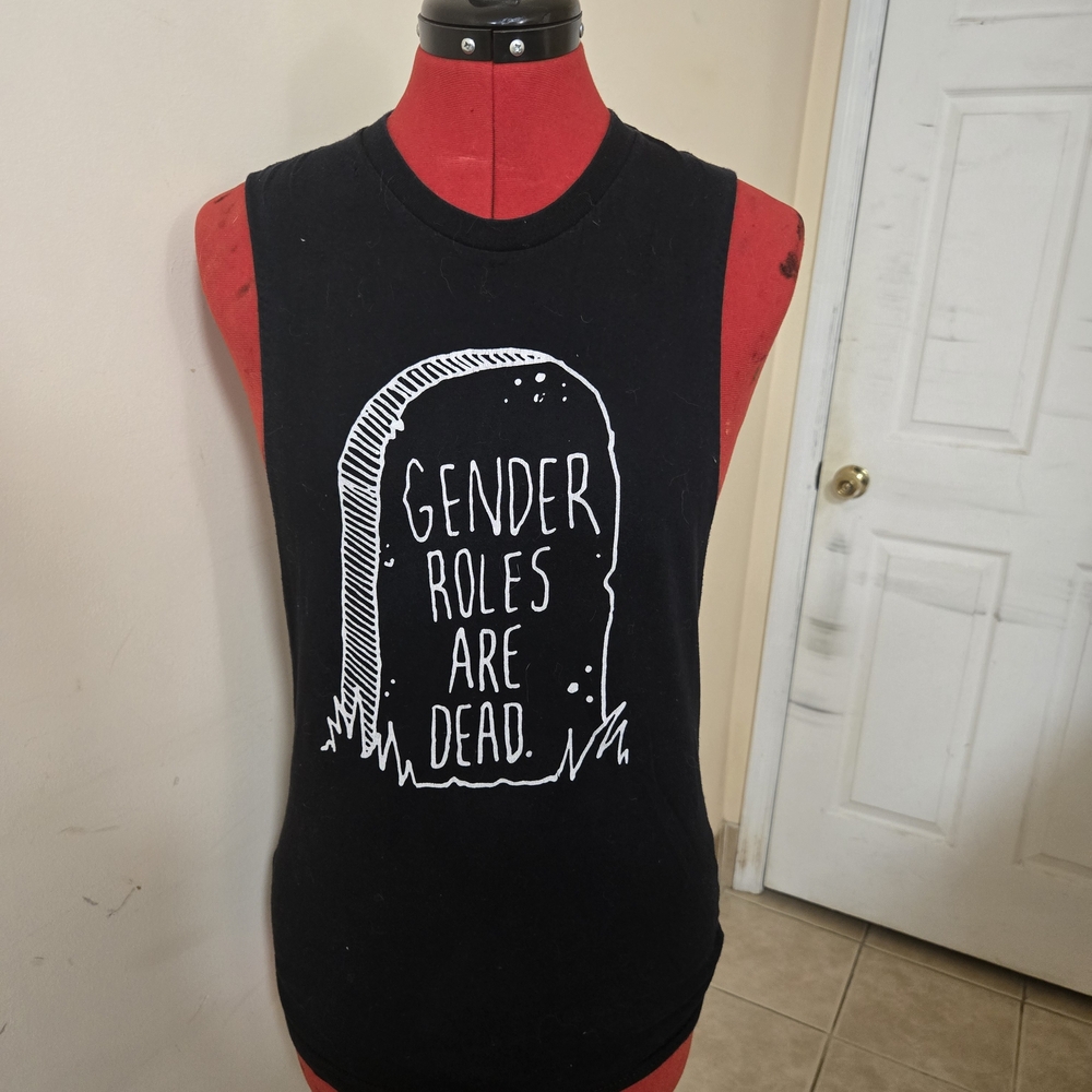 Black Sleeveless Top with Bold Statement